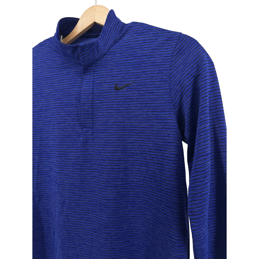 Nike Mens Dri-FIT Stripe Mock Neck Long Sleeve Training Top Blue CU9830-471 L